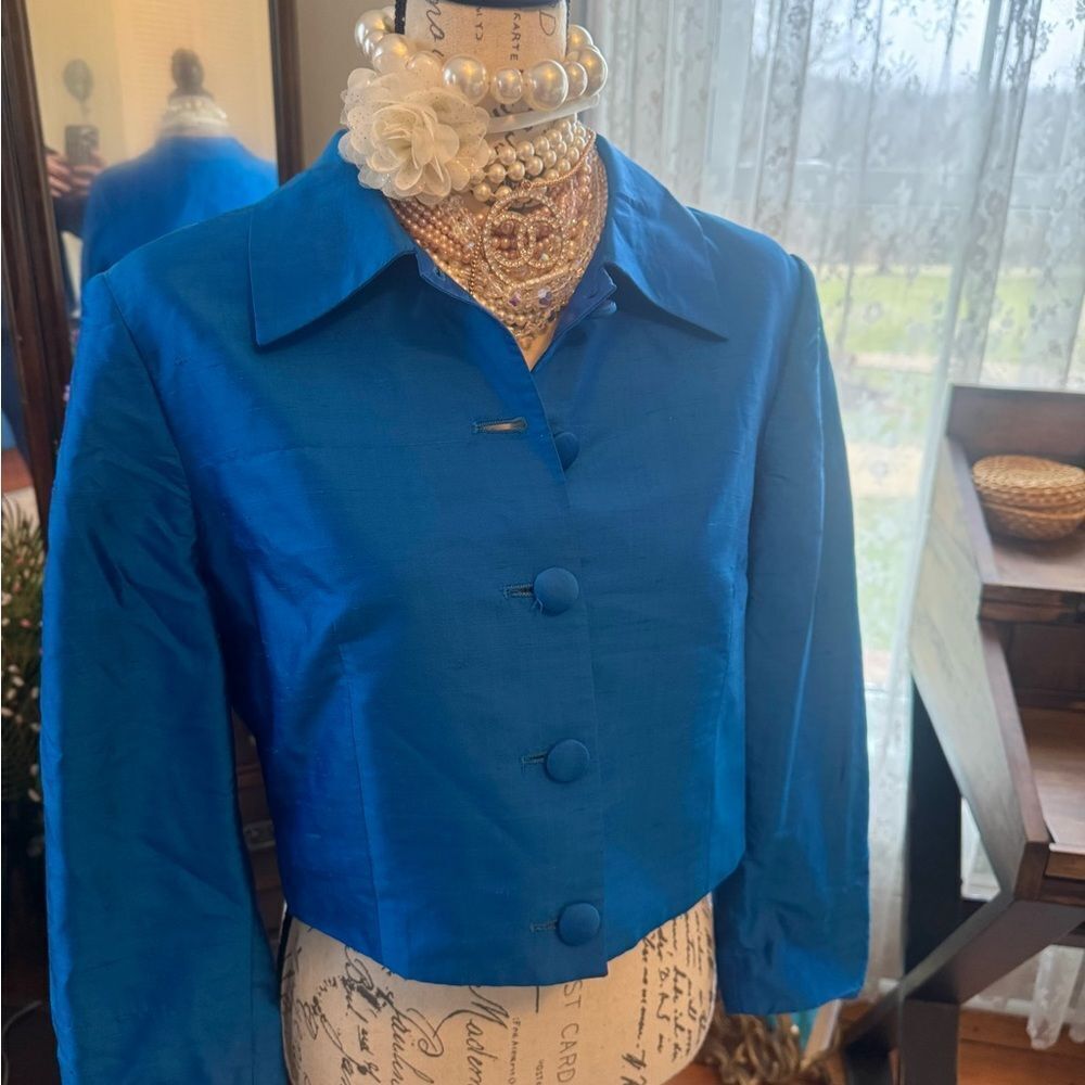 VTG Henri Bendel Sz 12 💯 Silk Shantung Bolero Jacket